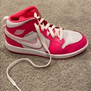 Pink and white Air Jordan’s. Size 2Y